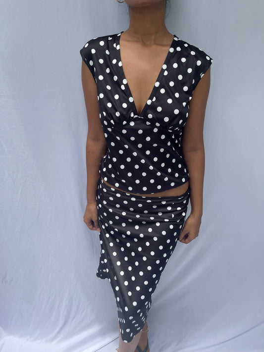 Billie Polka midi skirt
